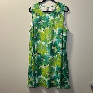 💛Calvin Klein Women’s Green Floral Sleeveless A-Line Dress Sz 18W
